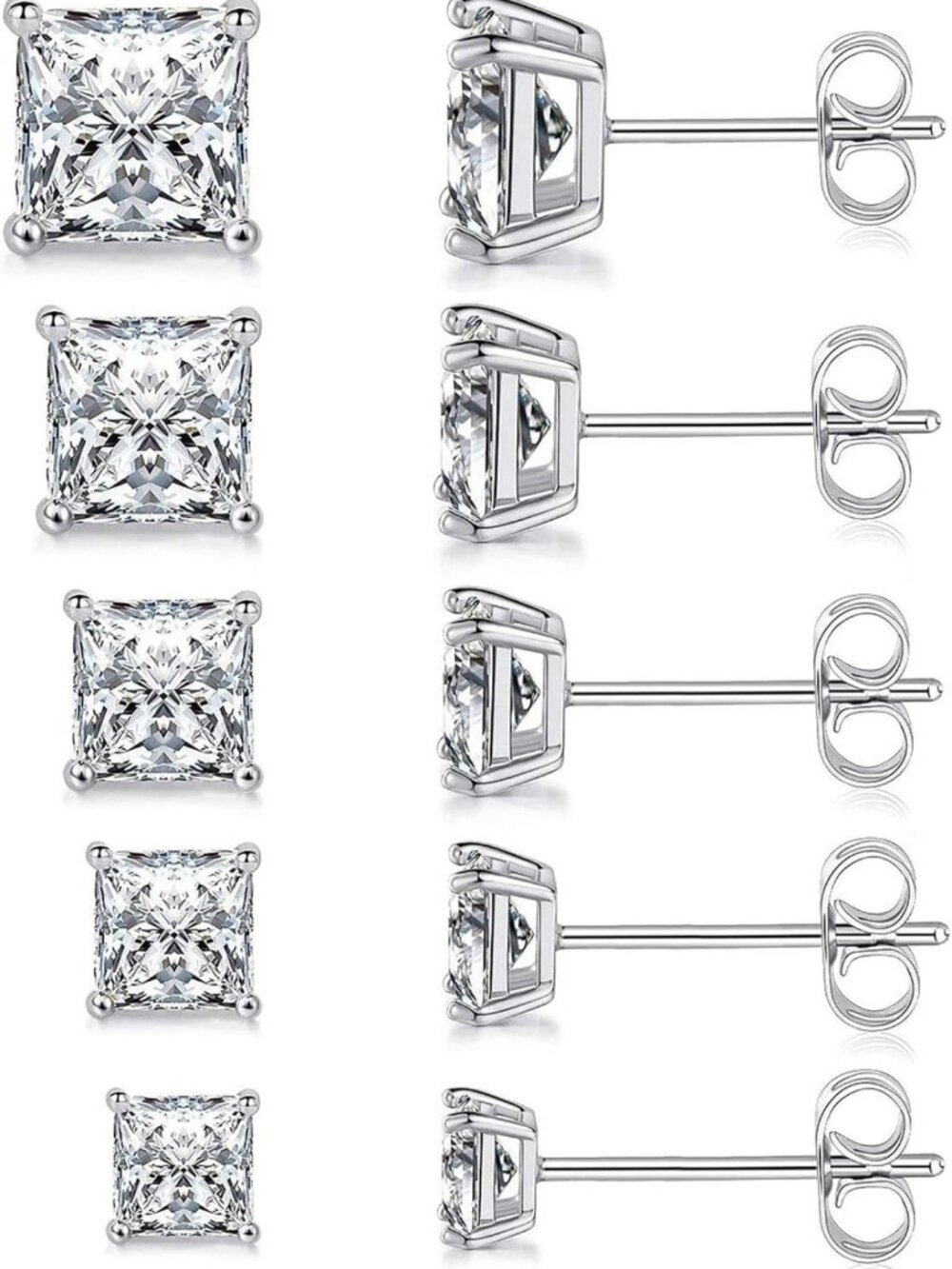 Stylish 316L Stainless Steel Square Stud Earrings Set for Women & Men